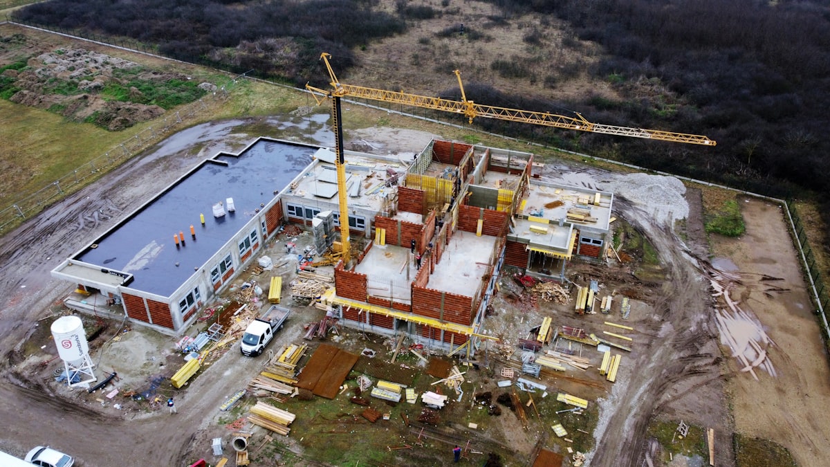 Aerial view of building under construction